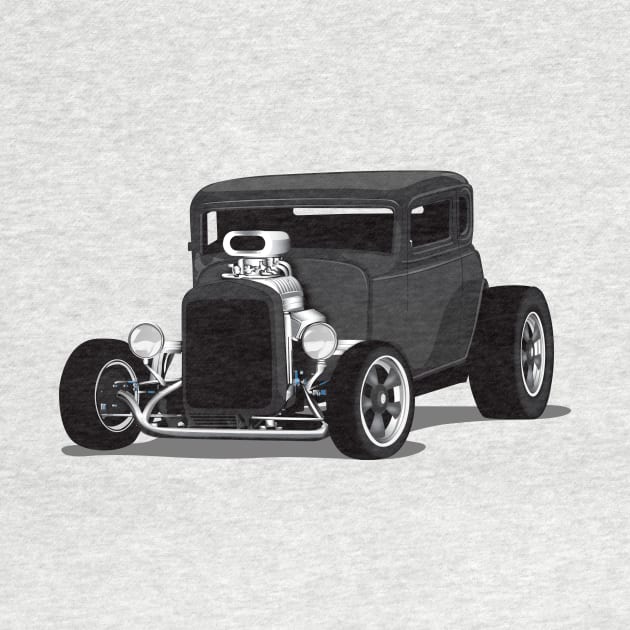 1932 Black Chevy 5 Window Coupe HotRod Print by RPM-ART